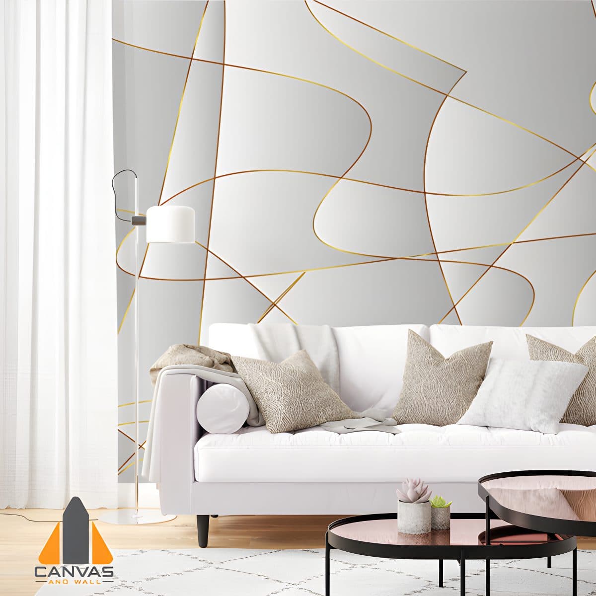 Gold and White Wavy Lines