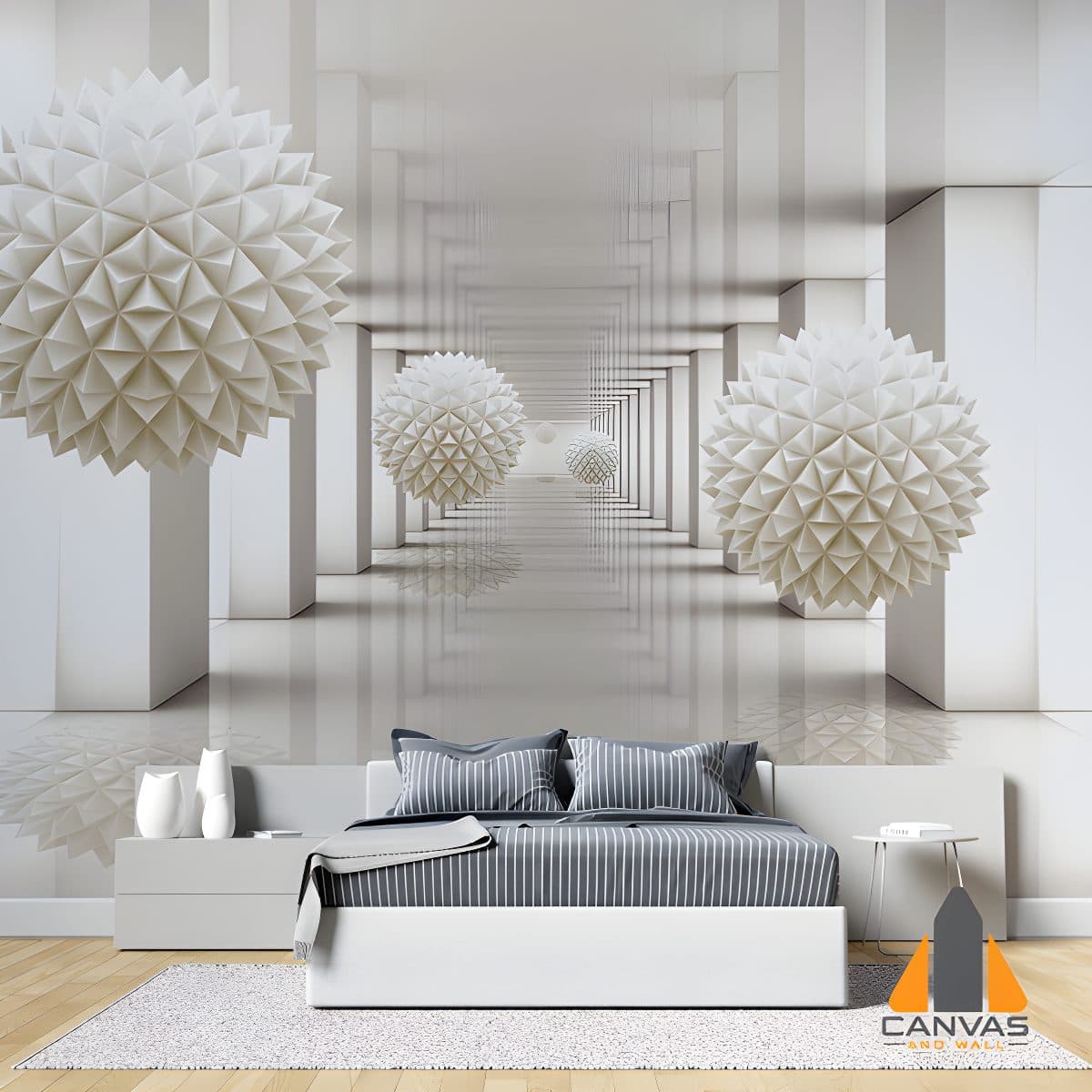 3d wallpaper tunnel filled with flying balls