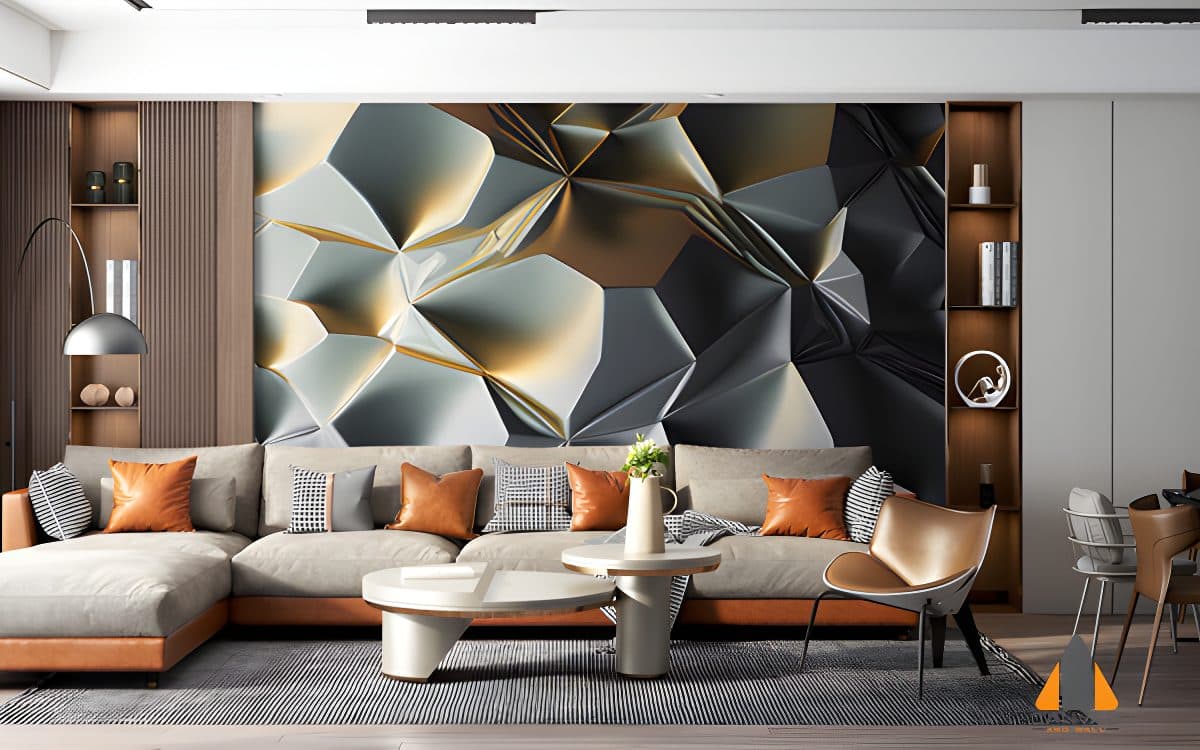 holographic-silver-golden-low-poly-abstract-background-generative-ai