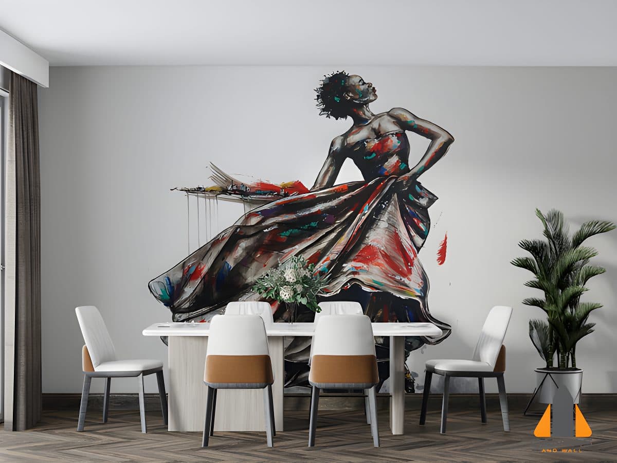 Dancing Figure painting with hints of red