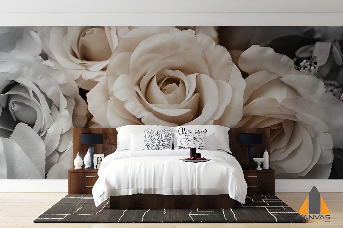 Black-Brown-white-Roses Wallpaper