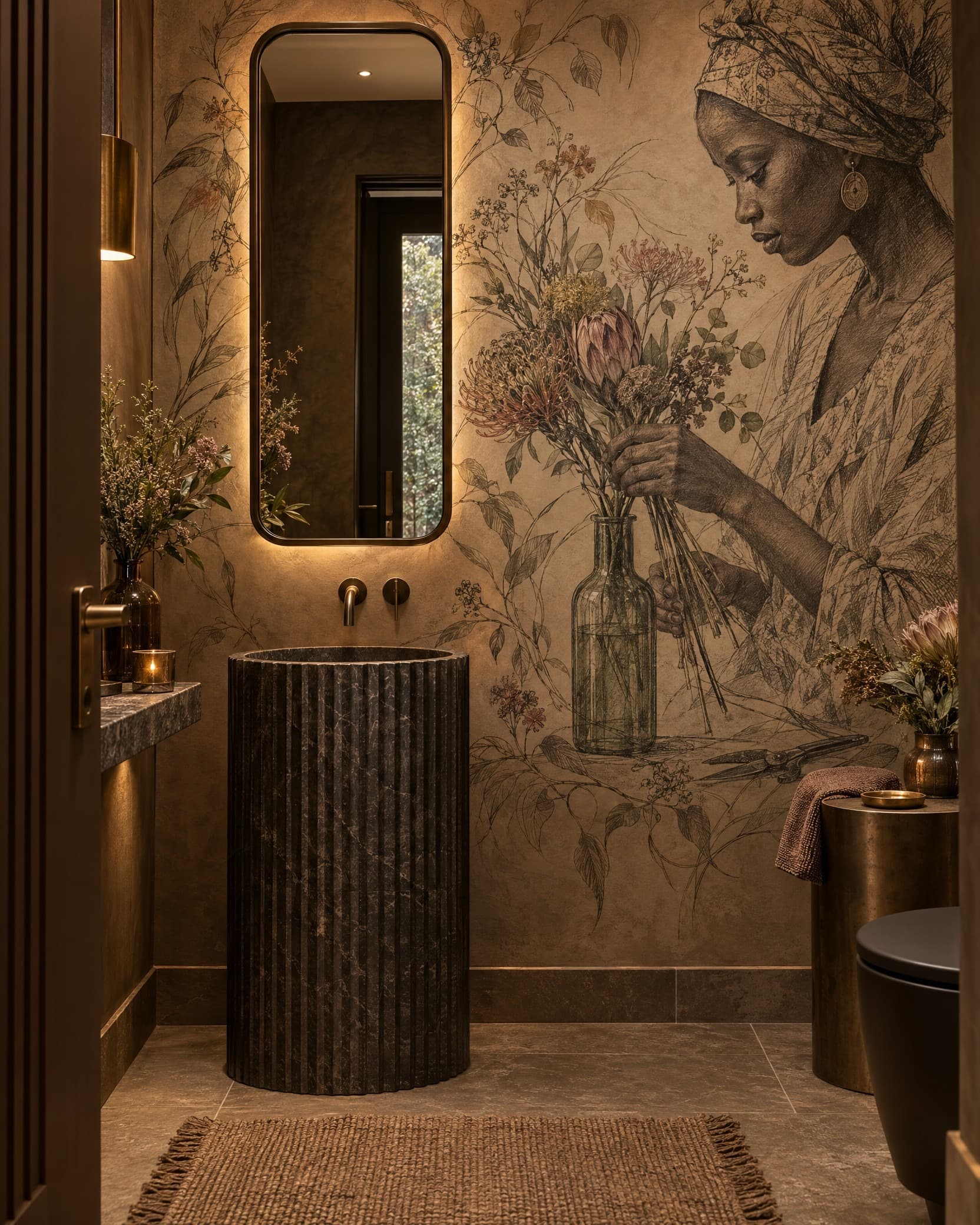 African Florist Botanical Mural - Wallpaper in room