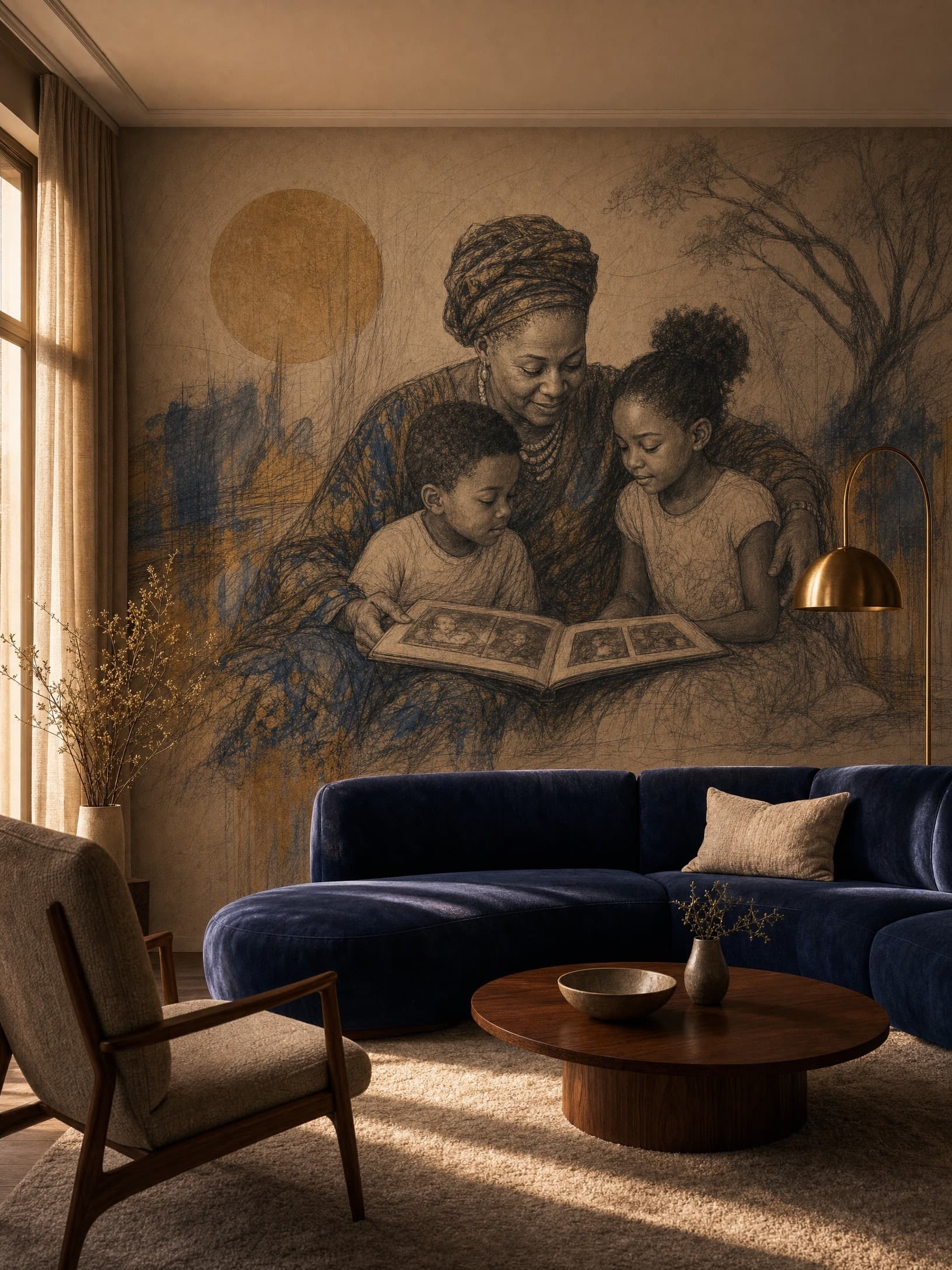 Grandmother's Storybook Mural - Wallpaper in room