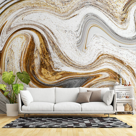 Gold & White Marble Texture Wallpaper