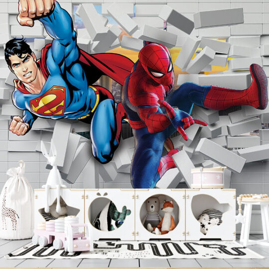 Spider Man and Super Man Wallpaper