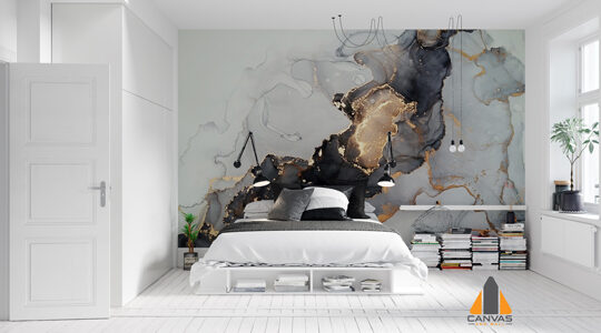 Blue Black and Gold Marble Wallpaper