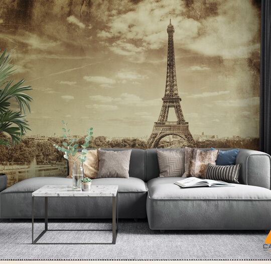 Paris Tower Vintage Sepia Wallpaper