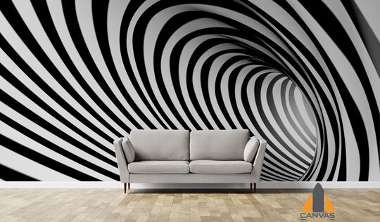 3D Spiral Black & White Wallpaper