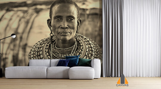 African Woman Wearing Beaded Collar & Earrings Wallpaper