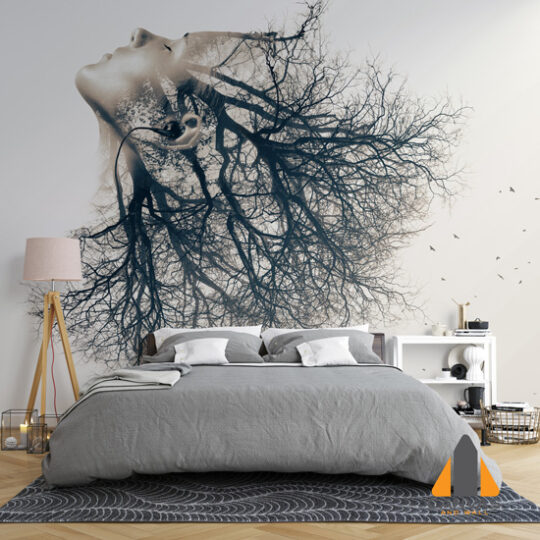 Brain Branches Double Exposure Wallpaper