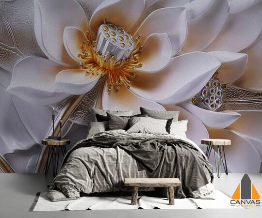 Floral Silver Flower Wallpaper