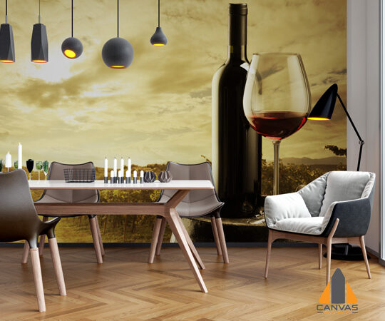 Wine Bottle and Glass Wallpaper