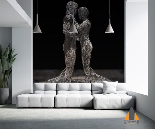 3D Wire Made Couple Wallpaper