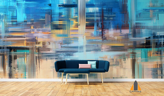 Hand drawn aqua colors abstract Painting Wallpaper