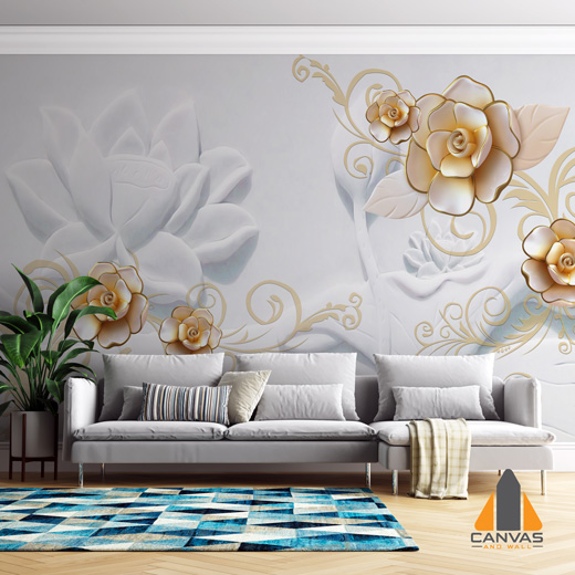 White Embossed Roses