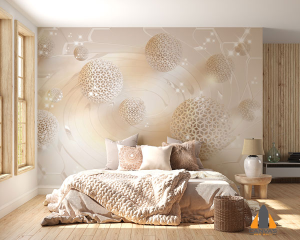 3D Beige Mesh balls Wallpaper