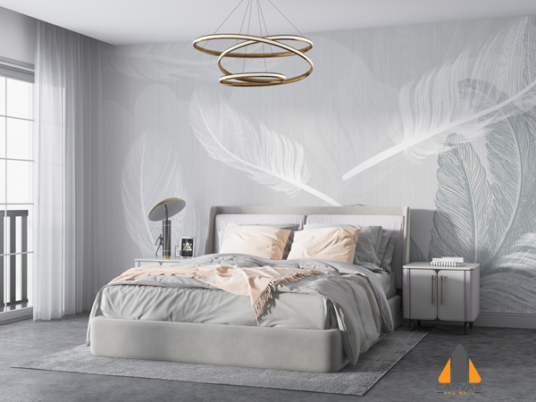 Gray and White Feathers Wallpaper