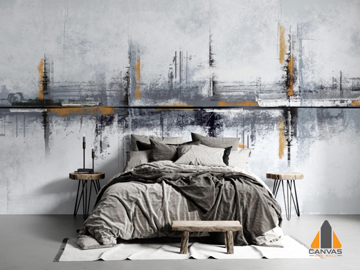 Gray and Orange Abstract Art Wallpaper