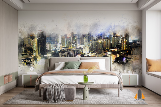 Abstract City Watercolor Paint Wallpaper