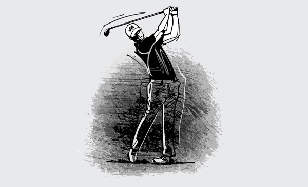 Golfer in Action Vector Wallpaper