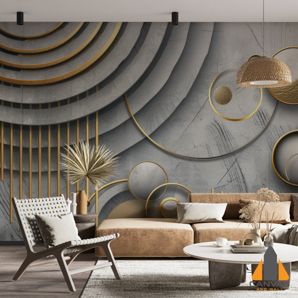 3d-modern-geometric-wallpaper-grey-color-with-gold-accents 2