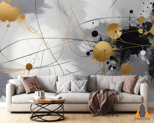 Abstract Golden dots of paint