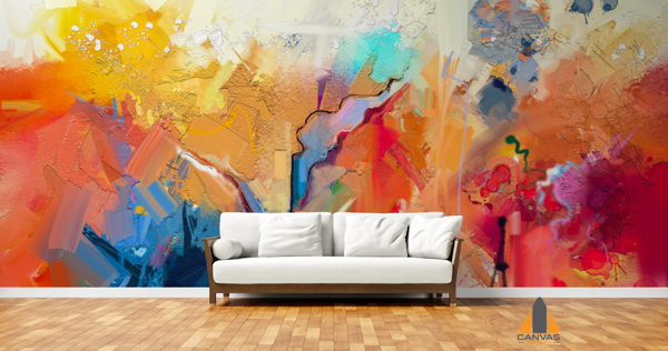 Abstract colorful oil painting on canvas texture