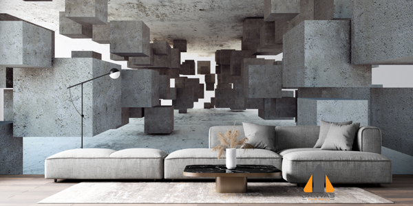 Abstract geometric background of concrete cubes