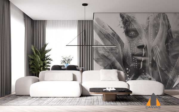 African man with traditional style face paint dissolving behind smoky and ink texture