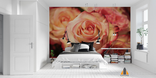 Big Pink Rose White bedroom