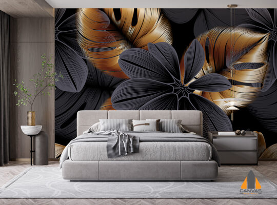 Black and Gold Floral