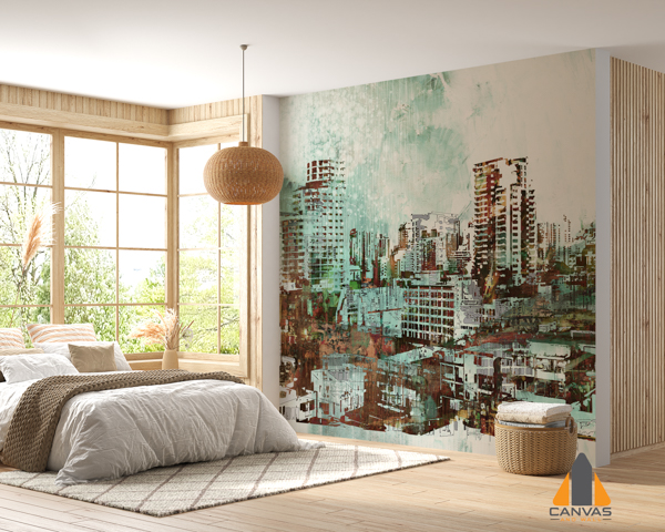 Cityscape with abstract textures