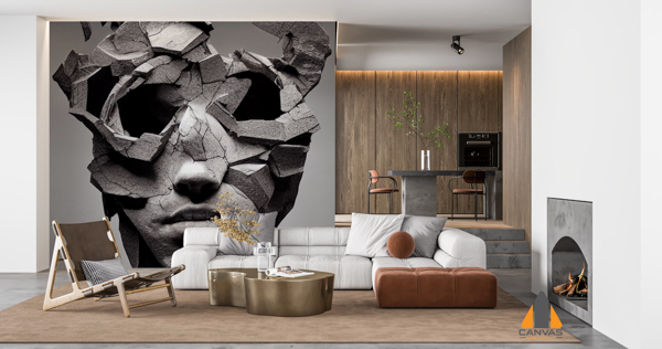 Cracked Stone Face Photomanipulation