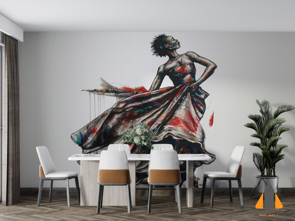 Dancing Figure painting with hints of red