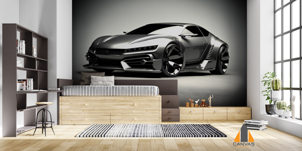 Digital Illustration of Black Sports Car