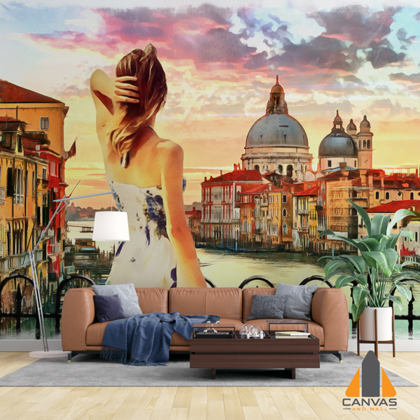 Girl in Venice grand canal Italy