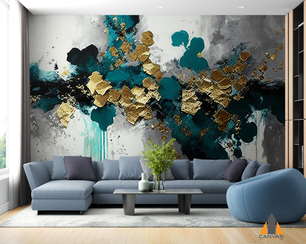 Gold and Teal Paint splashes
