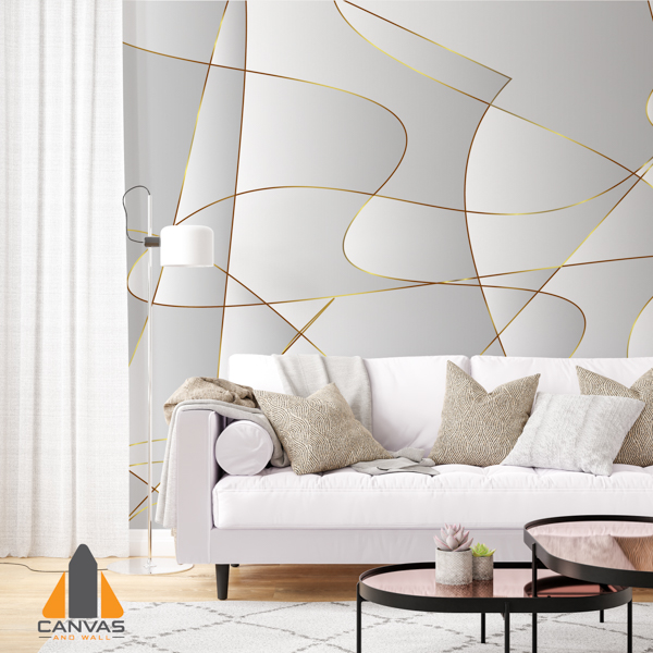 Gold and White Wavy Lines