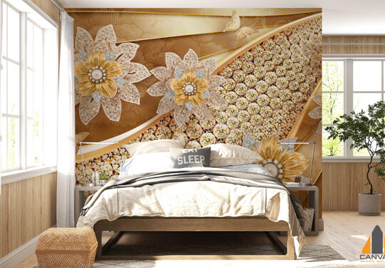 Golden Floral Wallpaper