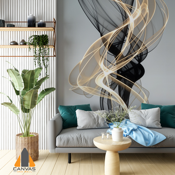 Horizontal Black and Gold Swirls