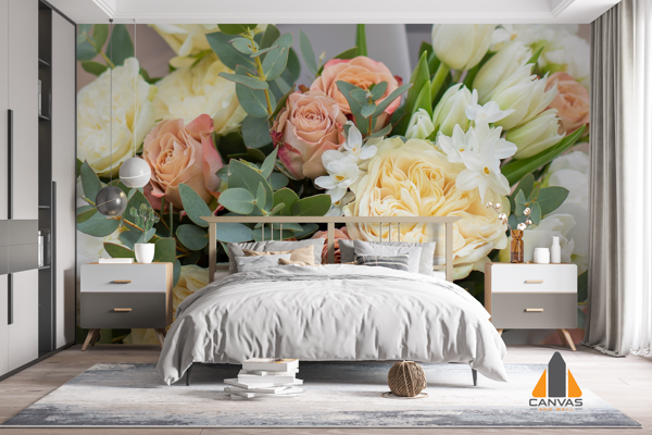 Magnificent rustic bouquet of tulips