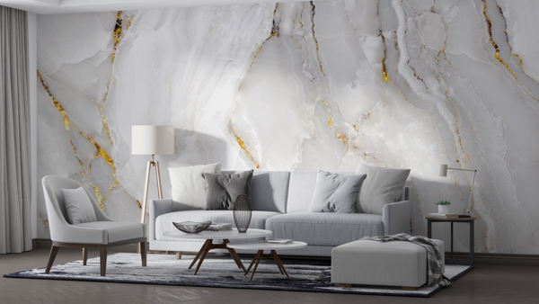 Marble With Gold Leaf Pattern on it