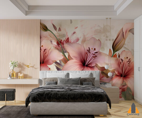 Pink Lillies and Butterflies