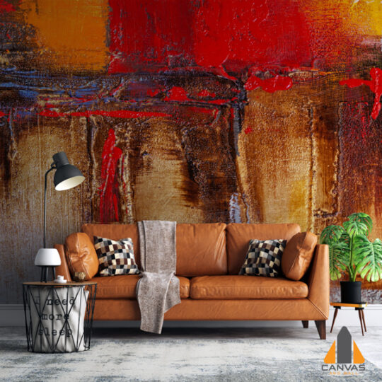 Red Gold Black Abstract Acrylic Canvas Painting