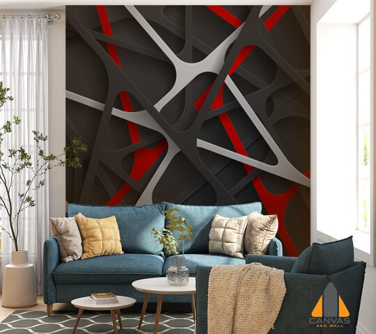 Red White Black Intersecting Lines