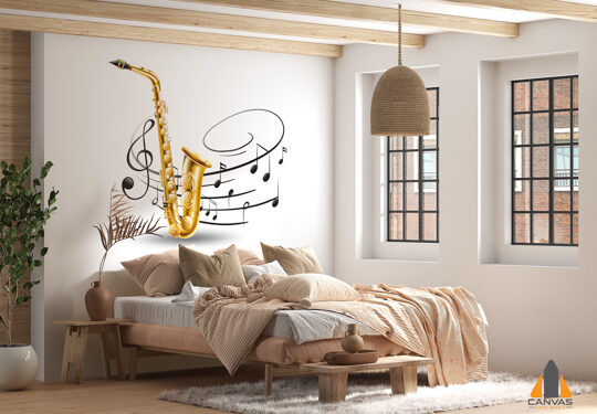 Saxophone with music notes
