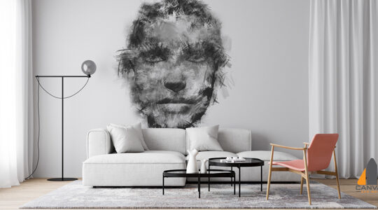 The girl pencil charcoal drawing