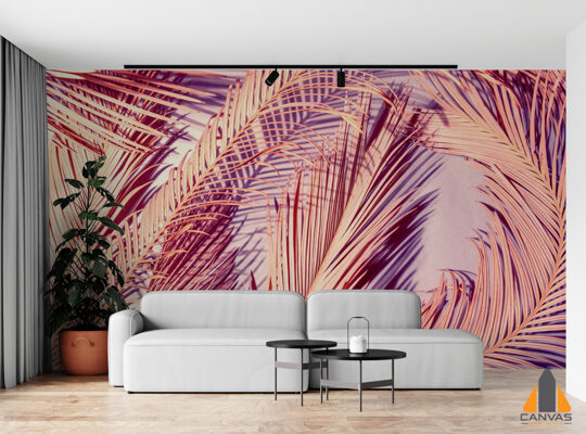 Tropical Palm Branch on the Set Sail Champagne wooden background