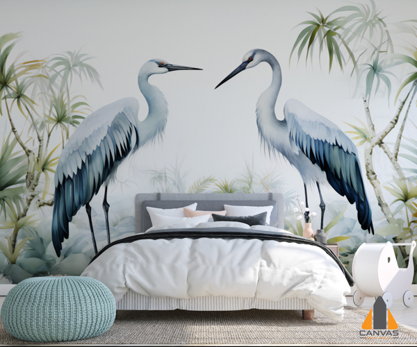 chinoiseries-wallpaper with two big birds