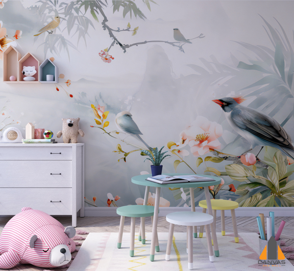 chinoiseries wallpaper sparrow bird